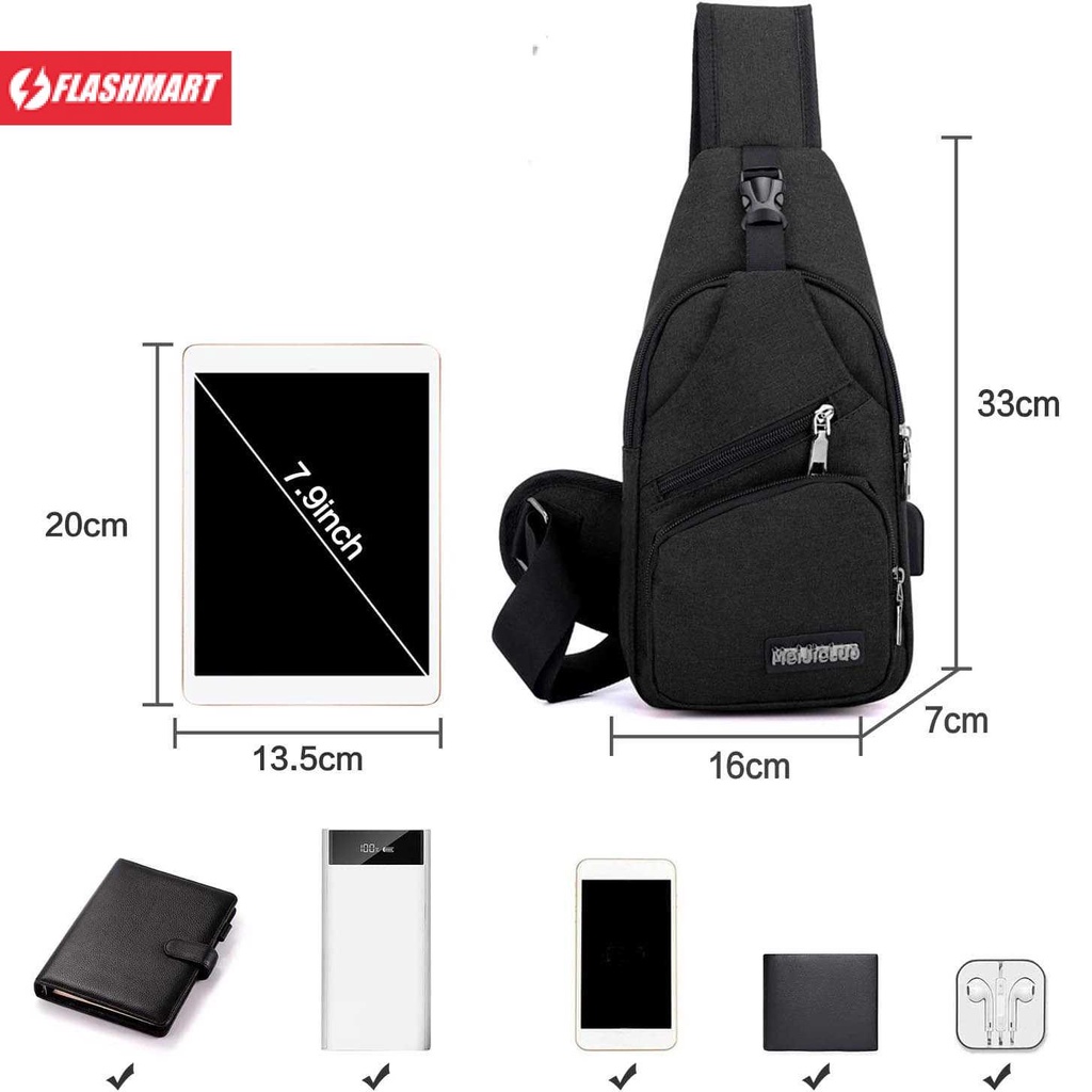 Flashmart MeiJieLuo Tas Selempang Crossbody Bag dengan USB Charger Port - MJ168
