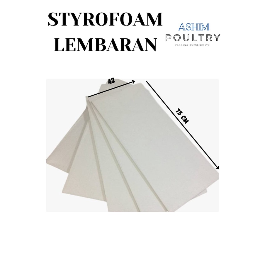 

STYLOFOAM LEMBARAN DENGAN UK.PANJANG 75 CM DAN LEBAR 42 CM.