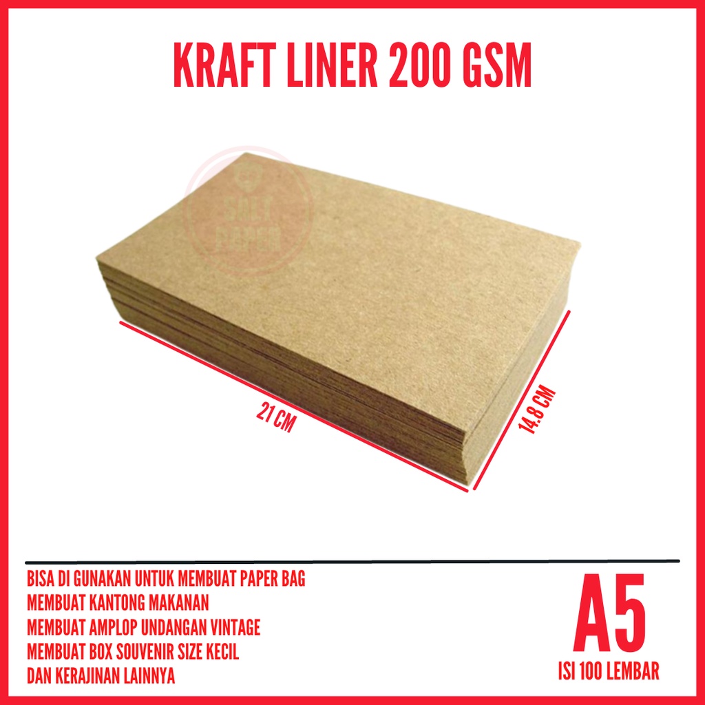 

Kertas Kraft A5 Liner 200 gsm isi 100 lembar / Kertas Bahan Paper Bag
