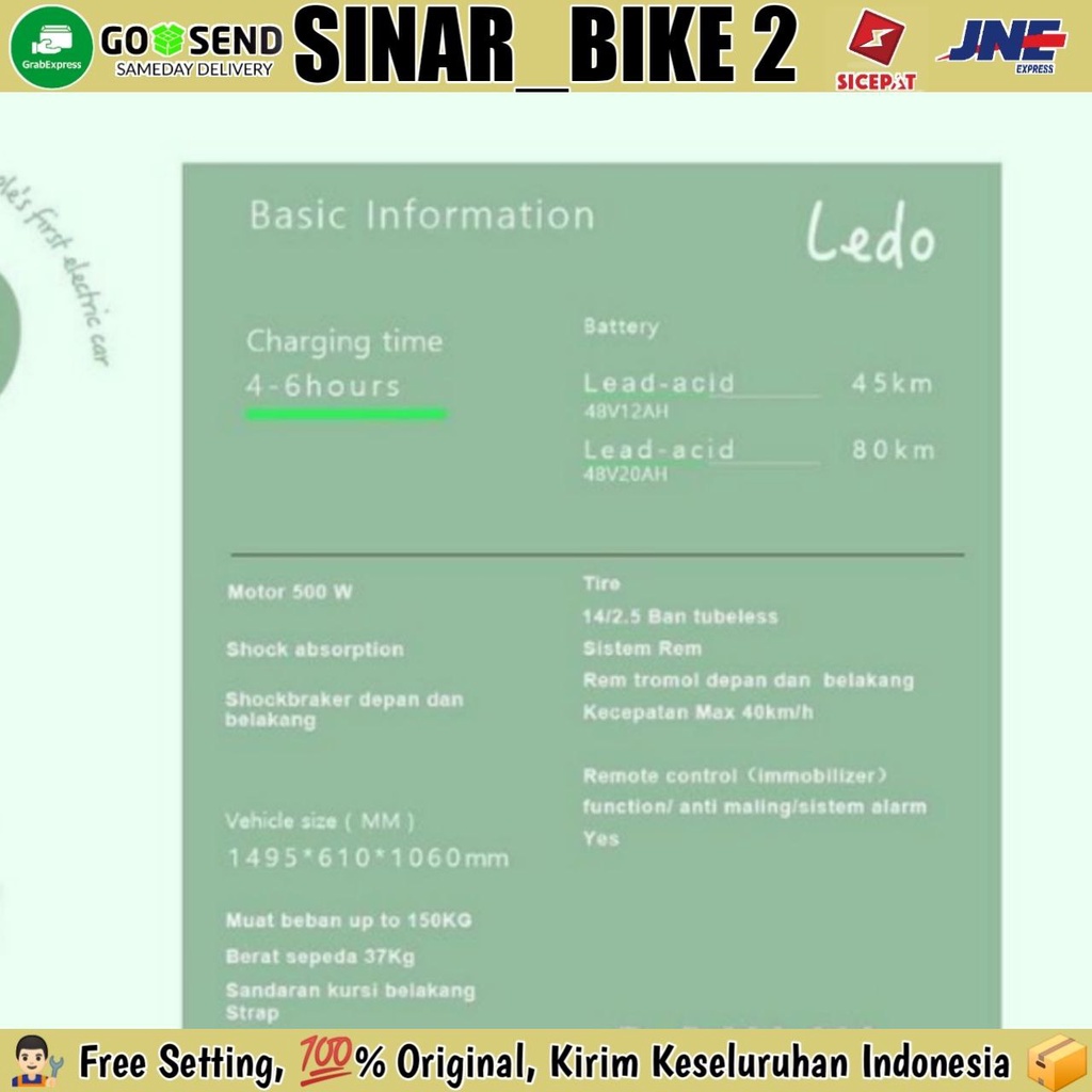 Sepeda Motor Listrik OFERO LEDO 500 Watt Electric E Bike