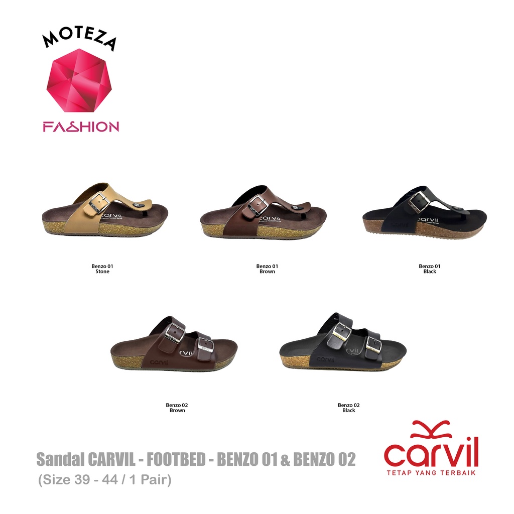 Moteza Sandal Jepit / Slop CARVIL Pria Footbed Original - Benzo 01 M / Benzo 02 M