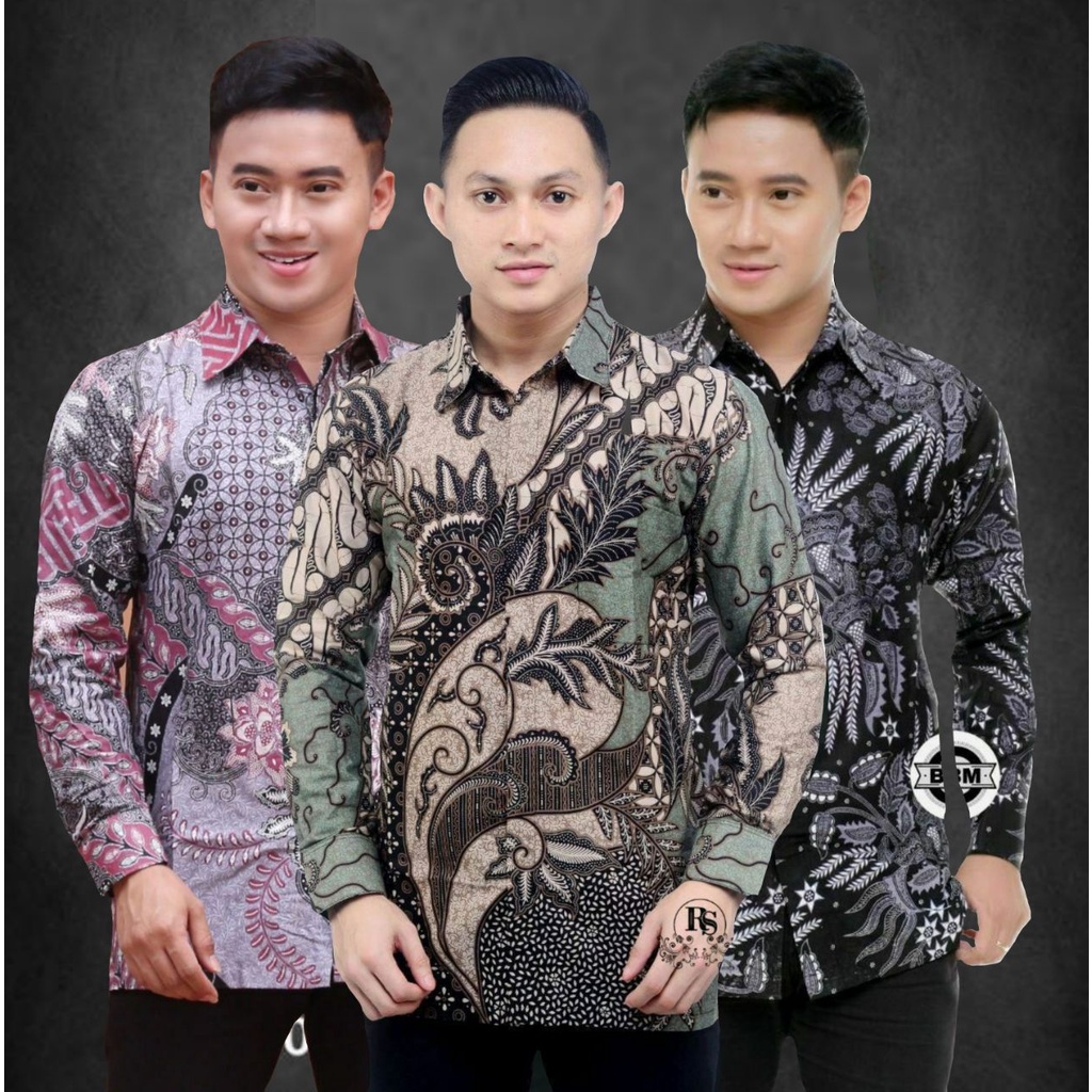 BSWART Batik HRB026 kenongo kemeja panjang anjani biru Pekalongan M L XL Batik Pria MURAH Modern Grosir