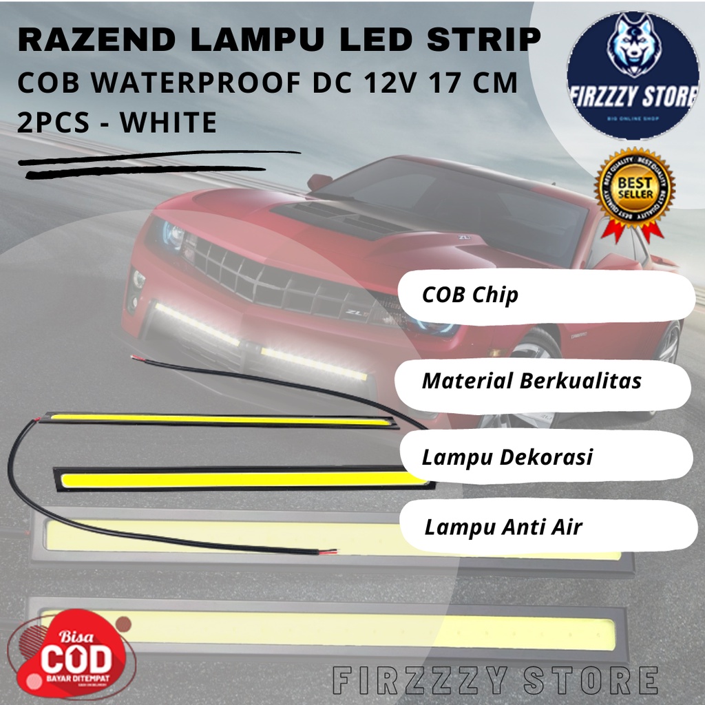 RAZEND Lampu LED Strip COB Waterproof DC 12V 17 cm 2PCS - White