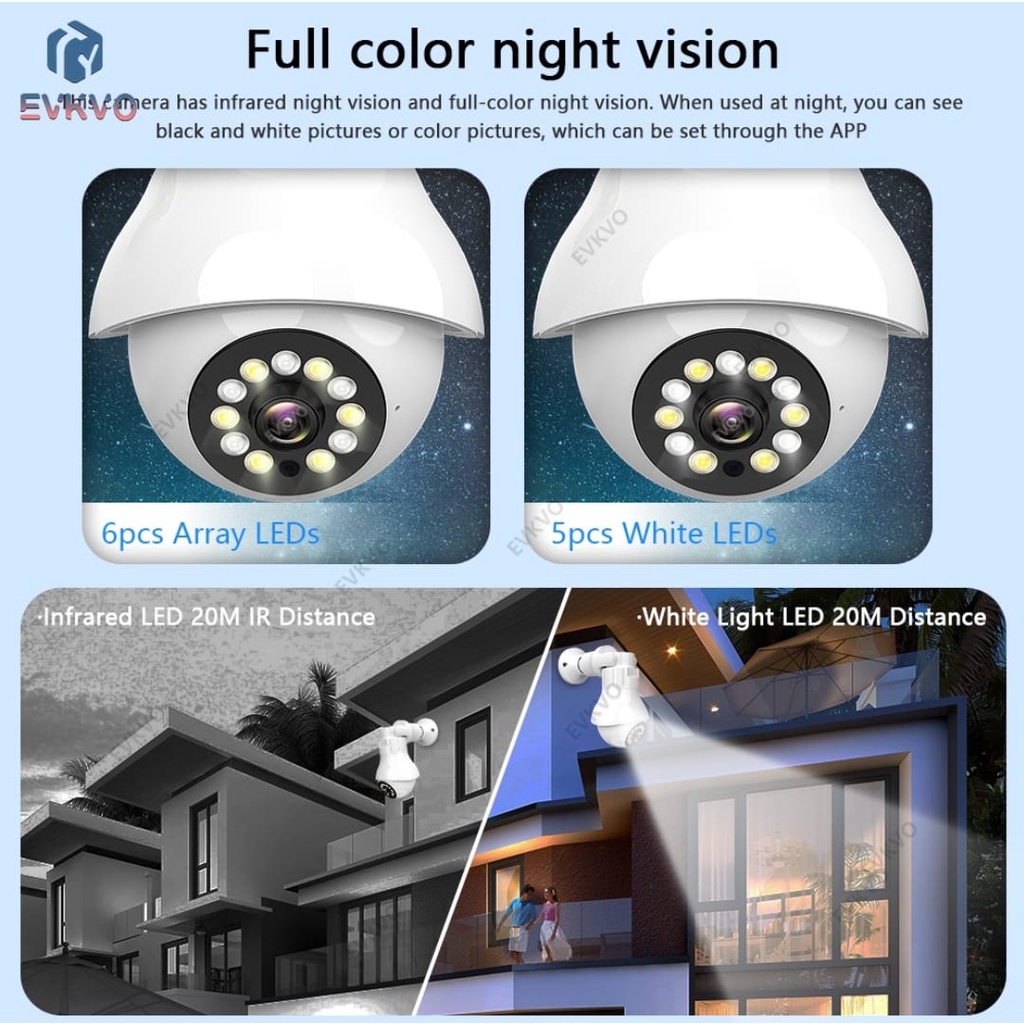 CCTV E28 Buld Wireless V380 PRO Auto Tracking 360 WIFI Ip Camera