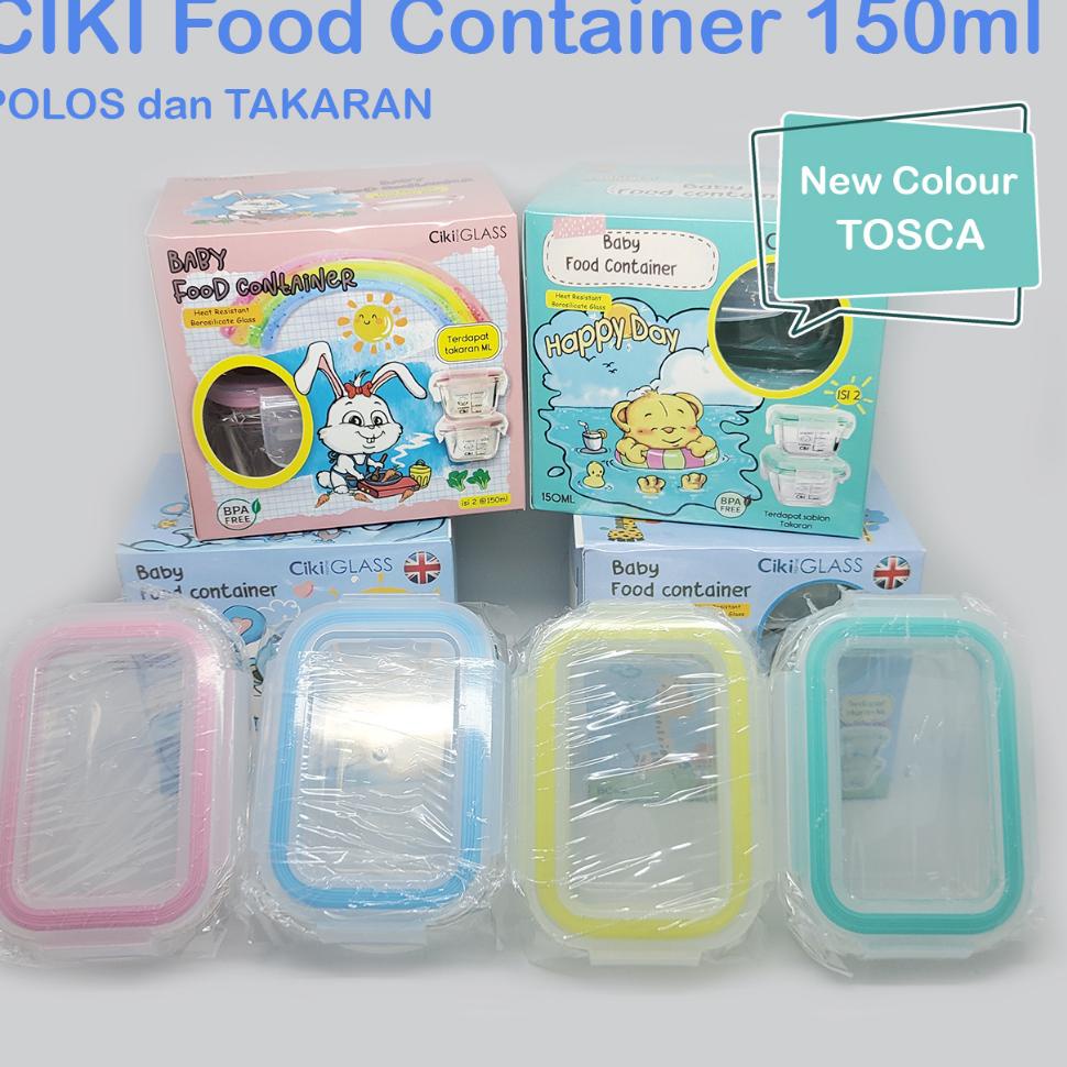 HARGA TERMURAAH [2pcs] CIKI Glass Baby Food Container Wadah Kaca MPASI 150ml
