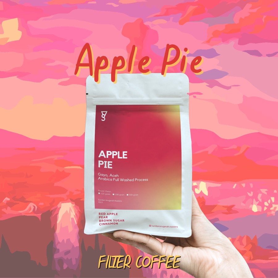 

Apple Pie Gayo Arabica Full Washed Process 200gr - Roasted Beans Biji Kopi Manual Brew Arabika - Sumber Anugerah Roastery
