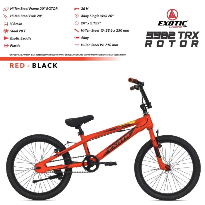 Best Seller Sepeda Bmx 20" Exotic 9982 Trx Rotor Freestyle By Pacific Bike Bonus