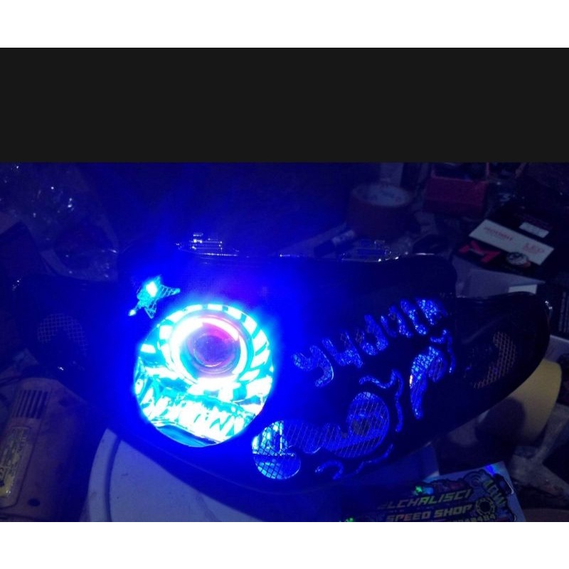 lampu depan supra x 125 model custom coak projie