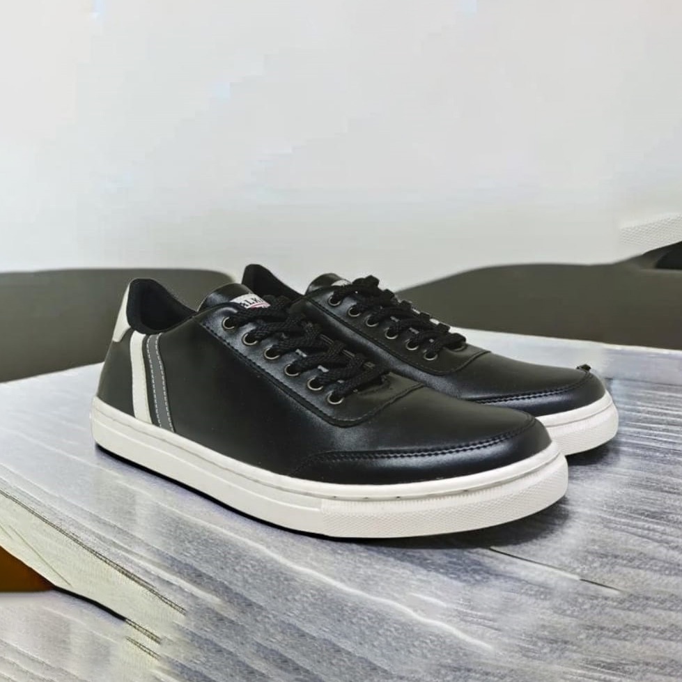 HILTON X ZAGIB LEATHER FULL BLACK | Sepatu Pria Skate Big Size Sneakers Cowok Bule Ukuran Jumbo