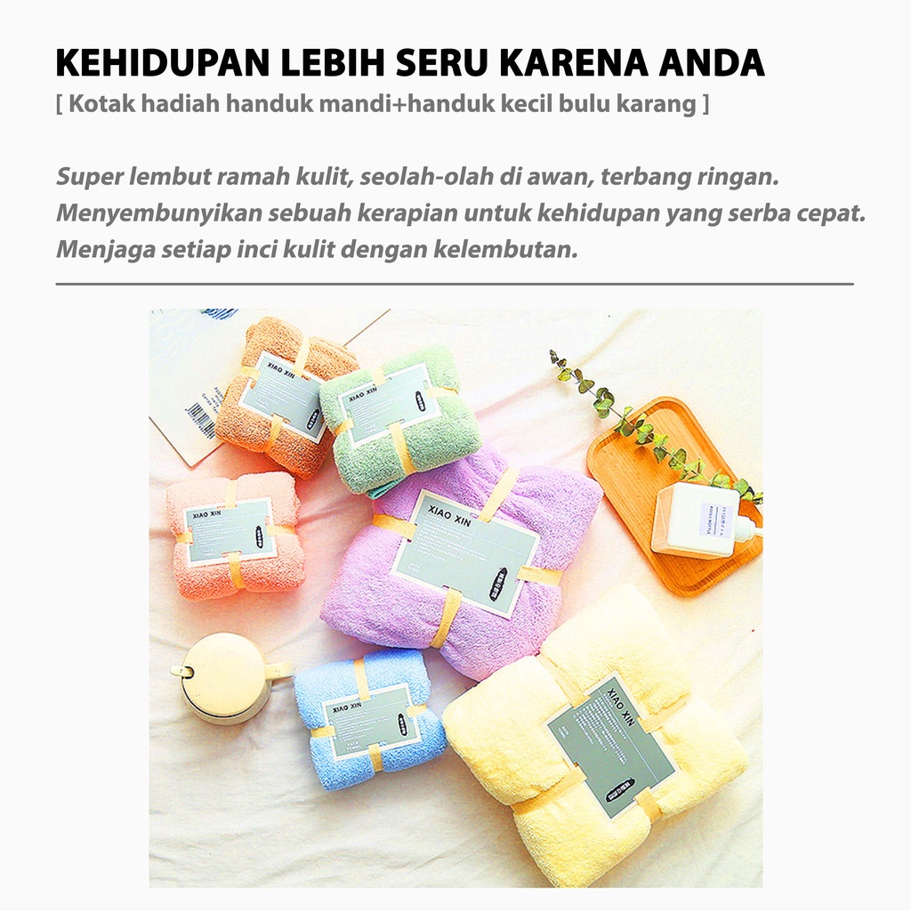 rindu Bath Towel Set / Handuk Kamar Mandi Wajah Premium 3in1 Cotton Tebal Halus Hadiah Souvenir Pernikahan Gift Hampers Kado Microfiber