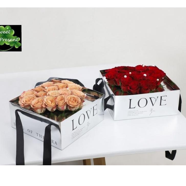 

Promo Keren SQUARE Silver Magic Bloombox Tulisan LOVE / Flower Box/Kotak Bunga / Kotak Kerajinan Realfood /HBD / Lebaran/Valentine / Hari ibu