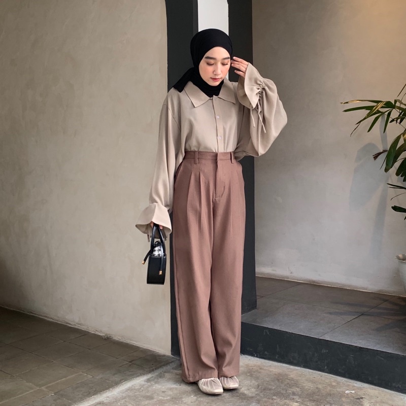 Rachel Blouse /Kemeja Oversize /Kemeja koreanstyle bahan Crincle Airflow