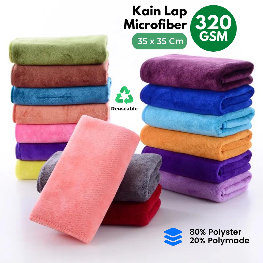 Kain Lap Microfiber 30x30 Serbaguna Kanebo 300 Gsm Otomotif Rumah Tangga