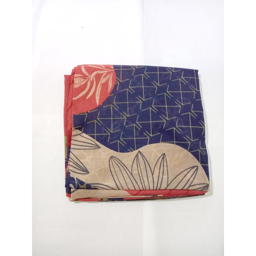 Kerudung Segi Empat Hijab Motif Essential Scarft Jahit Tepi Kelim Motif 4 - SNC