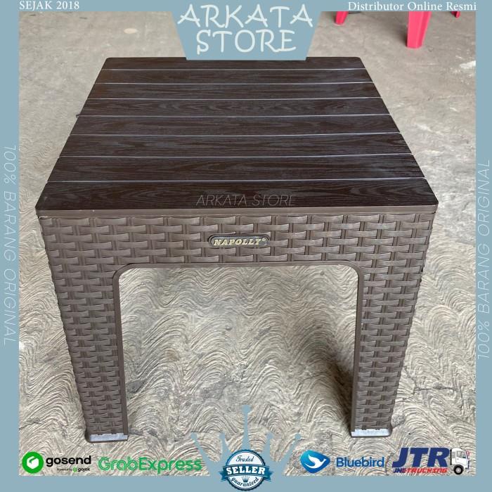 Terlaris Meja Teras Plastik Napolly Motif Anyaman Rotan Mapan 45 Ramin