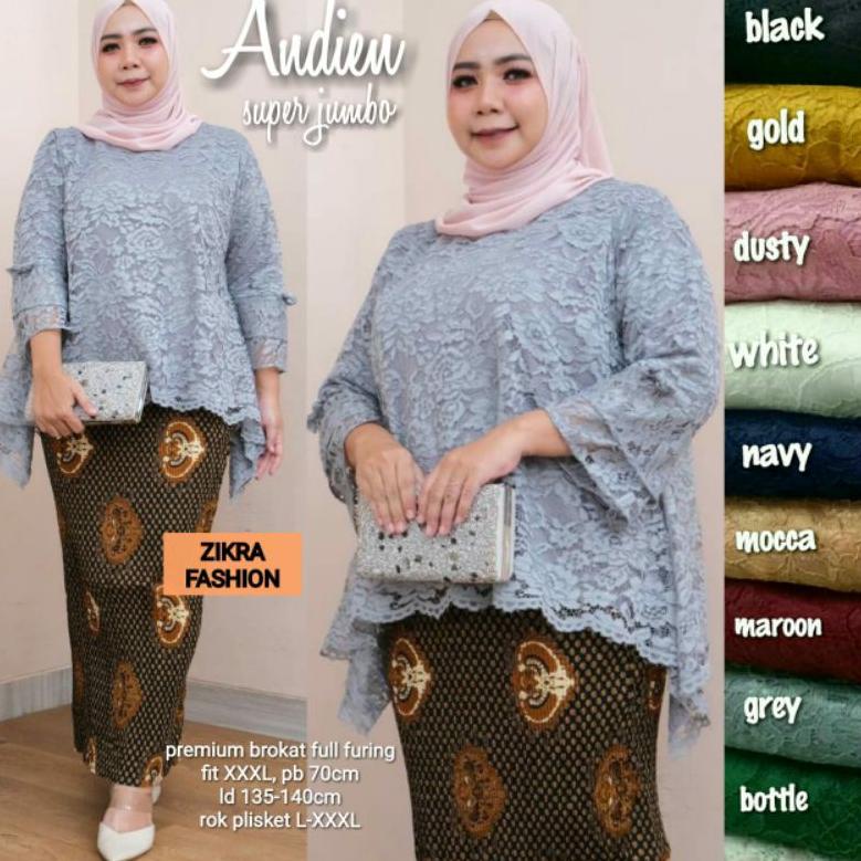 VIRAL Andien LD 140 super jumbo by Zikra Fashion | blouse kebaya brokat super jumbo pesta | rok bati