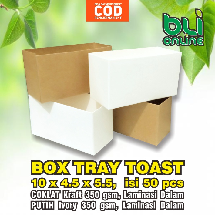 

Box Tray Toast 10 x 4.5 x 5.5 Laminasi / isi 50pcs / Box Roti Bakar / Kotak Roti Panggang / Dus Kue