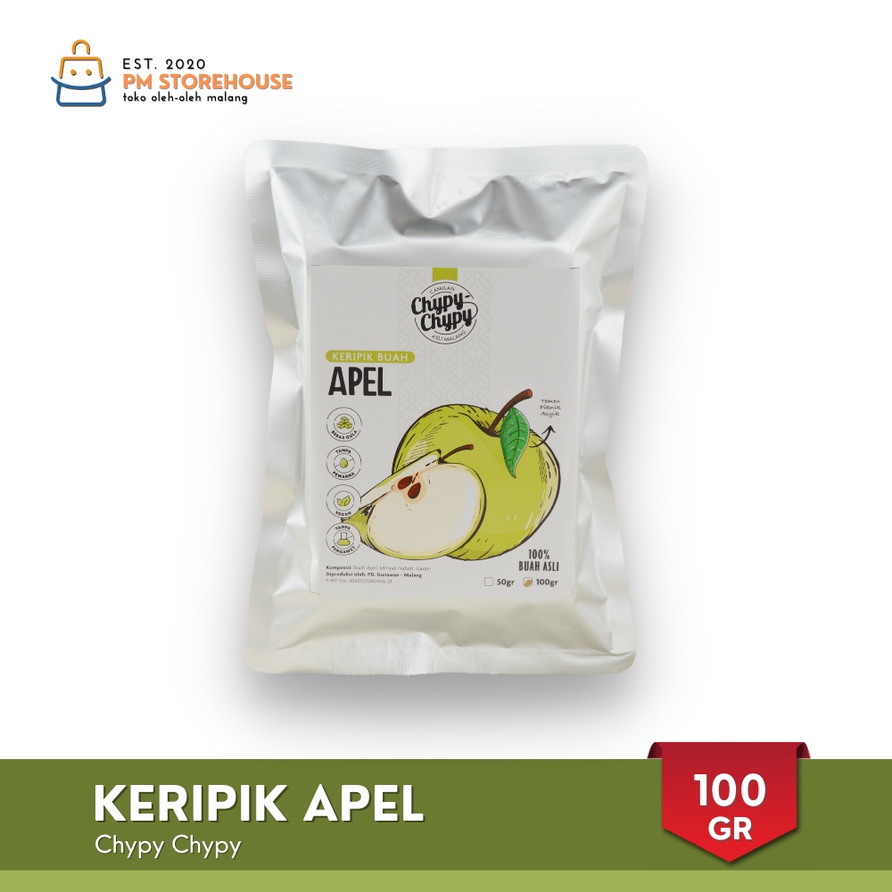 Chypy Keripik Buah Kualitas Premium | Keripik Kripik Apel 100 Gram | Oleh Oleh Camilan Khas Malang