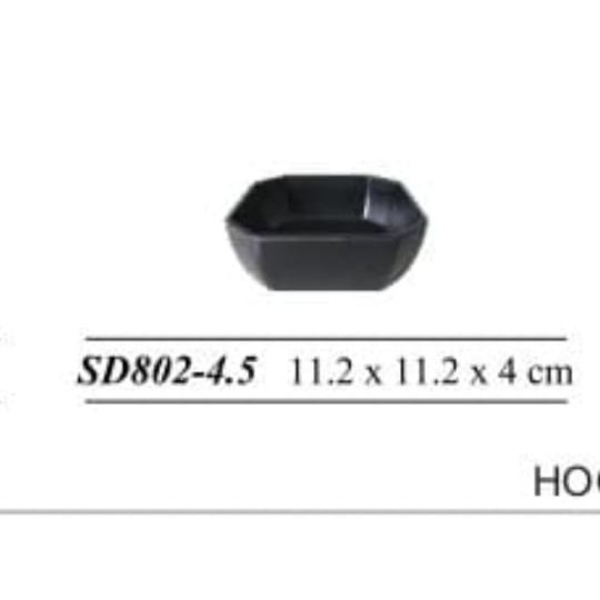 Piring Mangkok Kecil Hitam Cekung Dalam Susun Segi Kotak Melamin Awet Tebal Tahan Panas Hoover 4.5" 