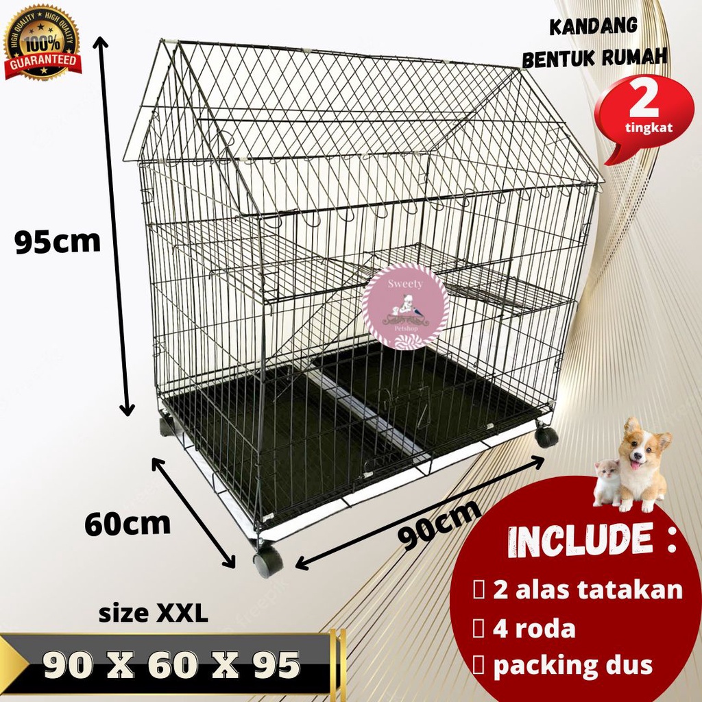 KANDANG KUCING SIZE XXL BENTUK RUMAH 90X60X95CM KANDANG LEBIH BESAR