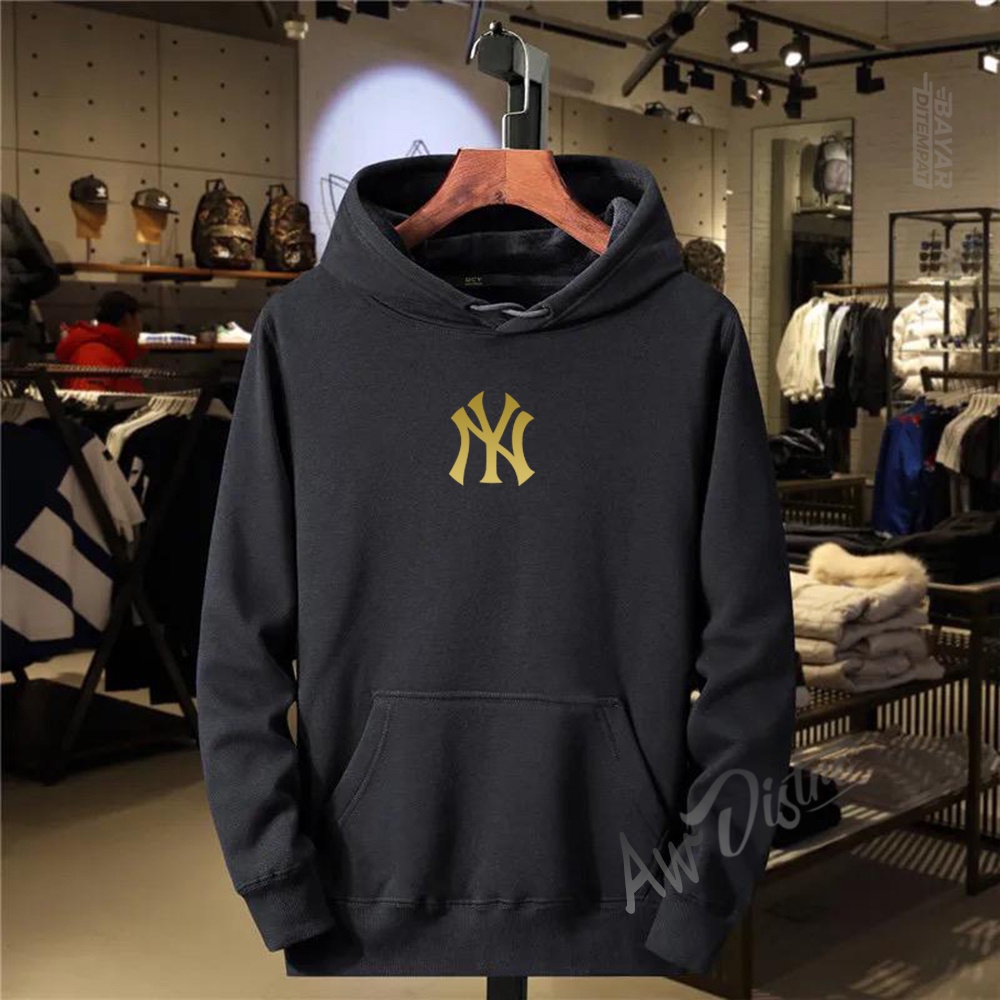 COD Hoodie Distro NY Text Gold Premium Quality Sweater Tulisan Jaket Cewek/ Cowok Kata-Kata Hoodie Sablon