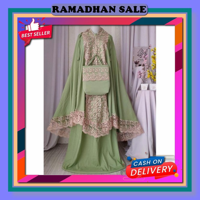 Mukena Bordir Dewasa Sutra Velvet Irvana Terbaru 2022 Mewah Pocket Airflow Resleting Terbaru Mukenah