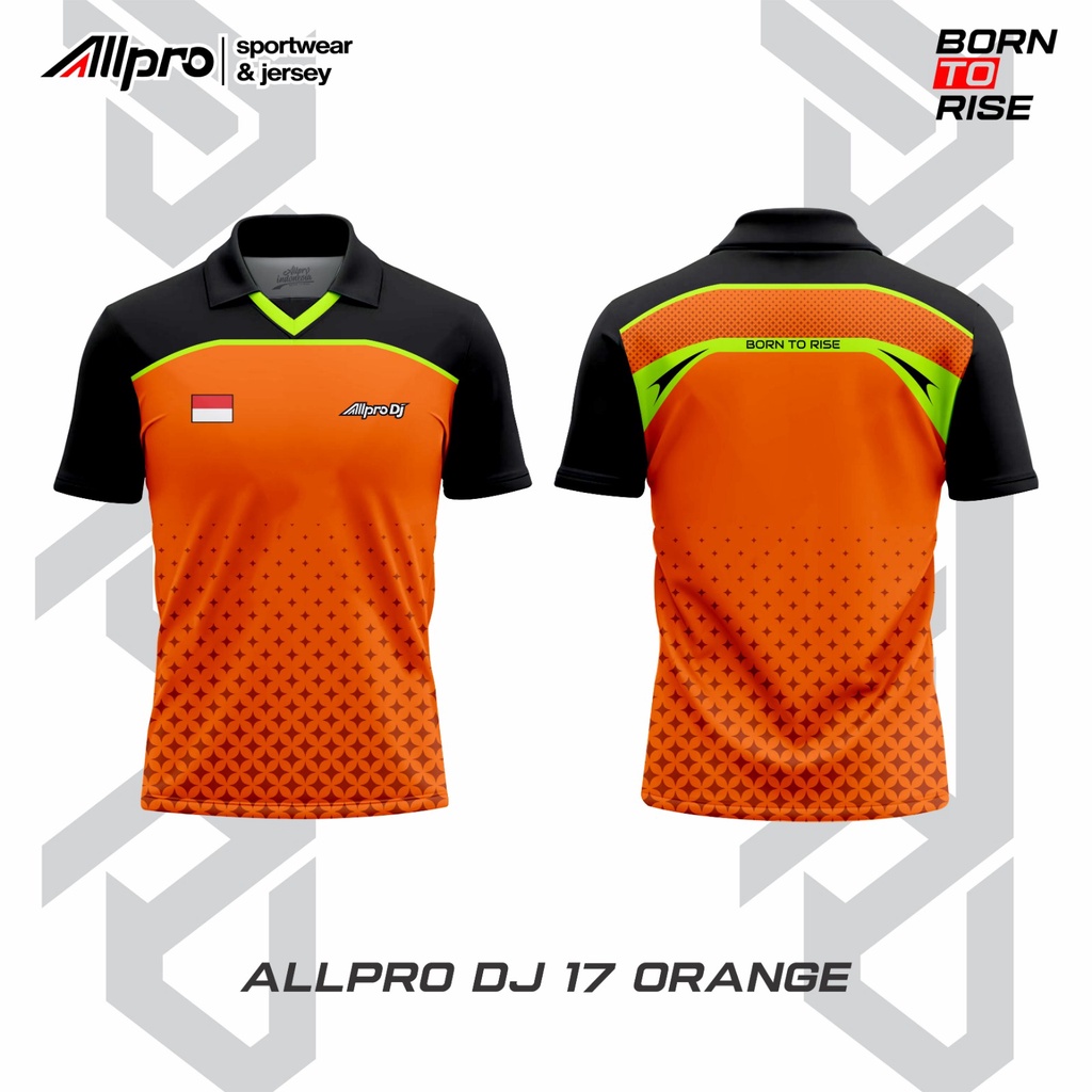 ALLPRO DJ Kaos Sport Jersey Polo Tenis Meja DJ 18 Kerah Orange