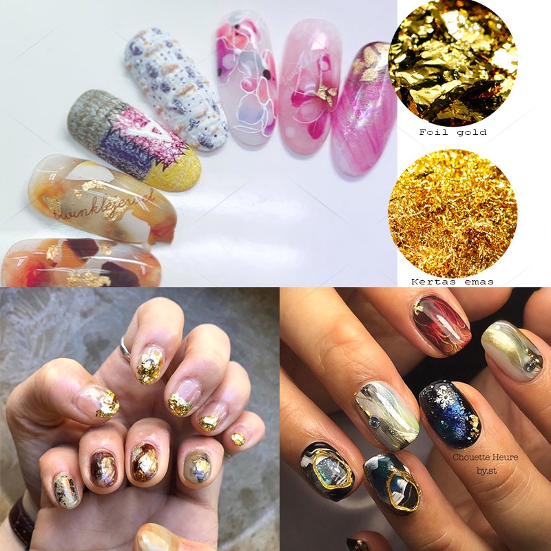 [ COD ] FLAKE FOILS NAIL ART/KERTAS FOIL NAIL ART/HIASAN NAILART FLAKES NAIL FOIL GOLD SILVER