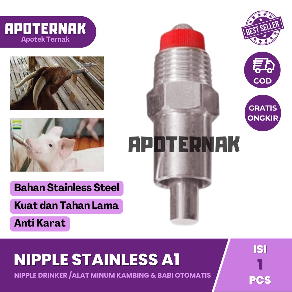 NIPPLE DRINKER Type A1 | Niple Nipel Nepel Otomatis | Alat Minum otomatis Hewan Ternak Kambing Domba Babi