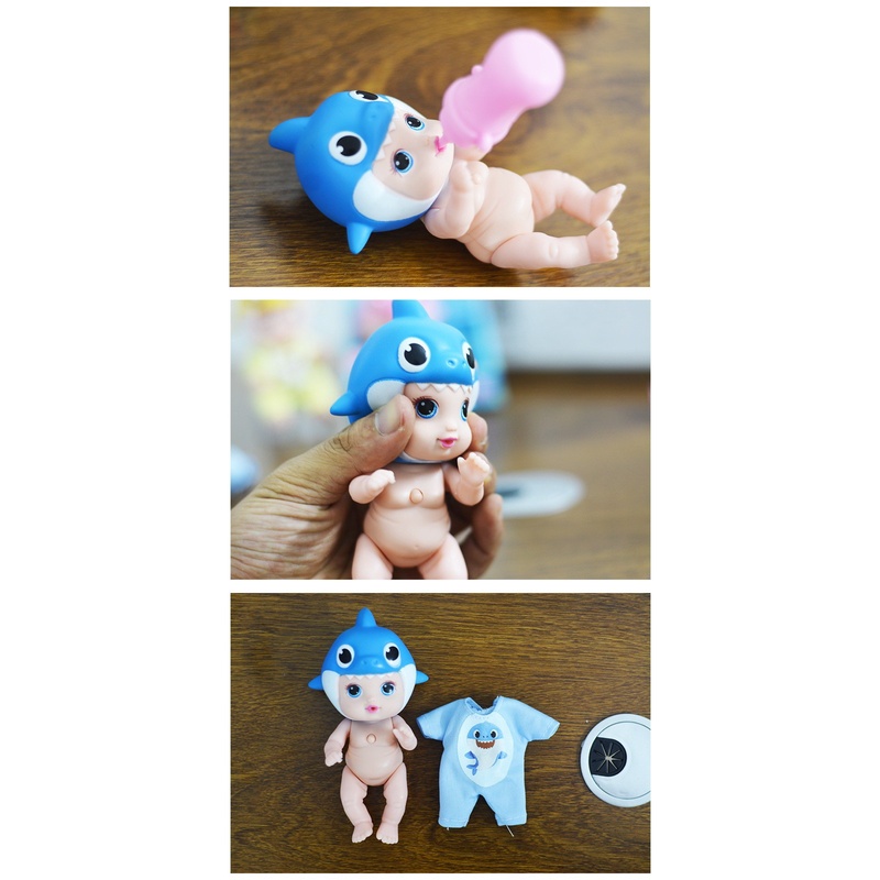 Mainan baby doll shark do, Mainan bayi kostum nyanyi baby shark lucu