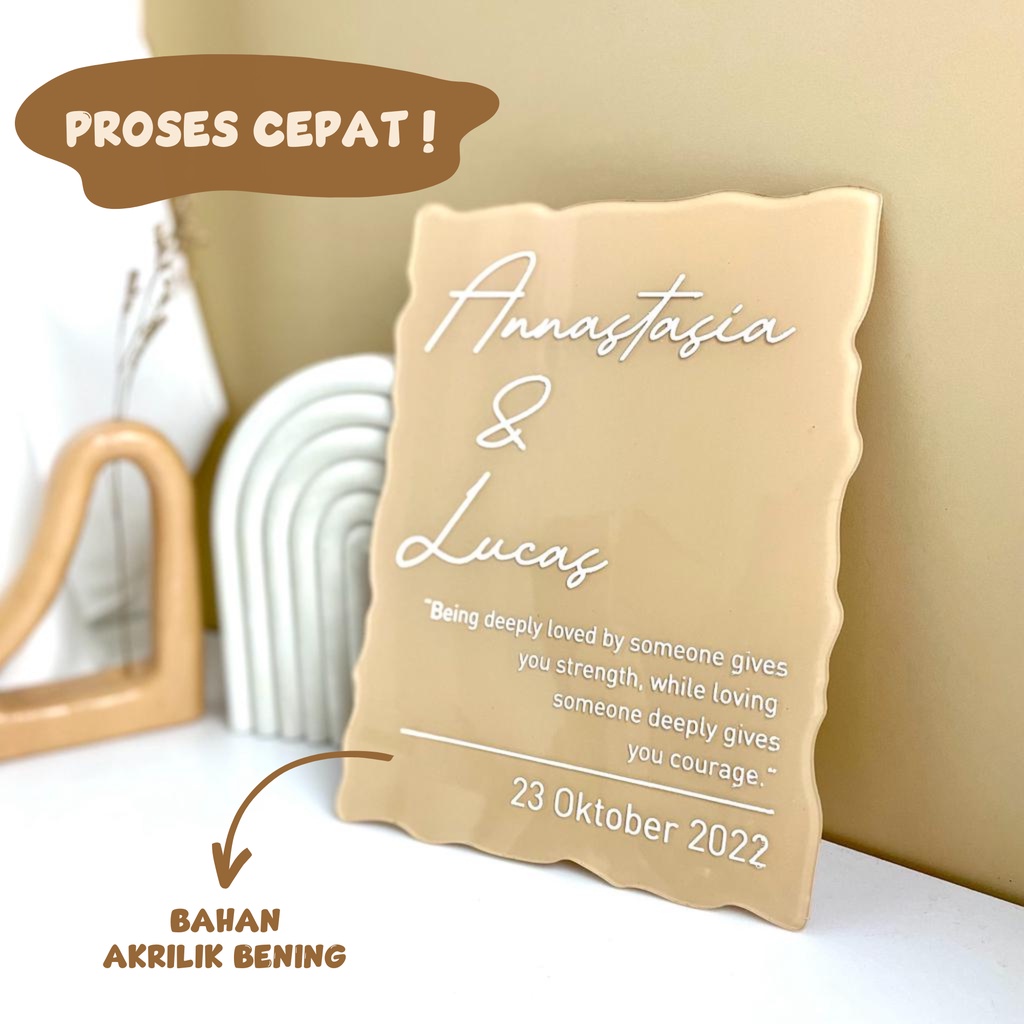 Paper Akrilik Nama Mahar Wedding Kertas Sobek Akrilik Mirror Aesthetic Mahar Aesthetic Mahar Kayu Hi