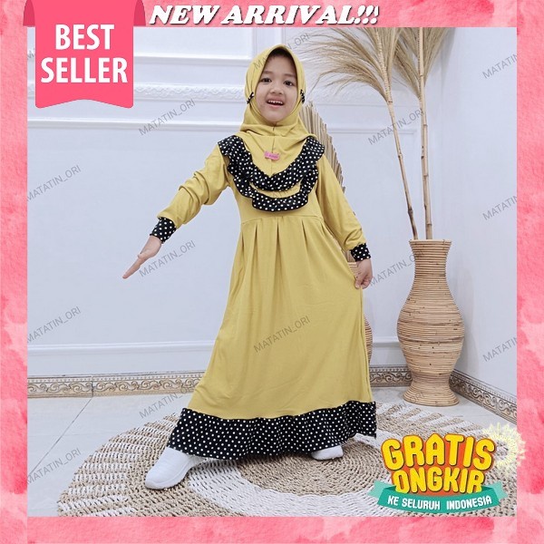 Dress Muslim Anak Gaun Elegan Pesta Viral Cantik Baju Lebaran 2022 Korea Kekinian Gamis Perempuan Mo