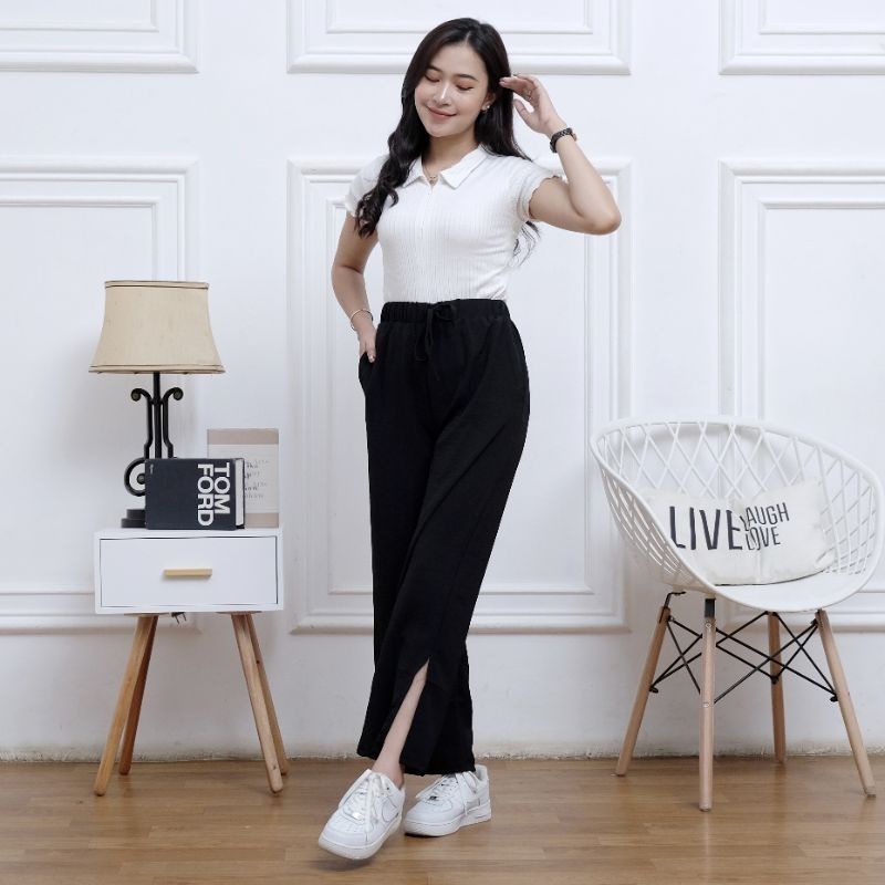 Izzie Loose Pants Celana Kulot Wanita Celana Kerja High Waist