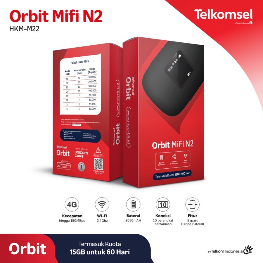 Modem Mifi Telkomsel Orbit Mifi N1 / N2 - HKM M21 / M22 Wifi 4G LTE