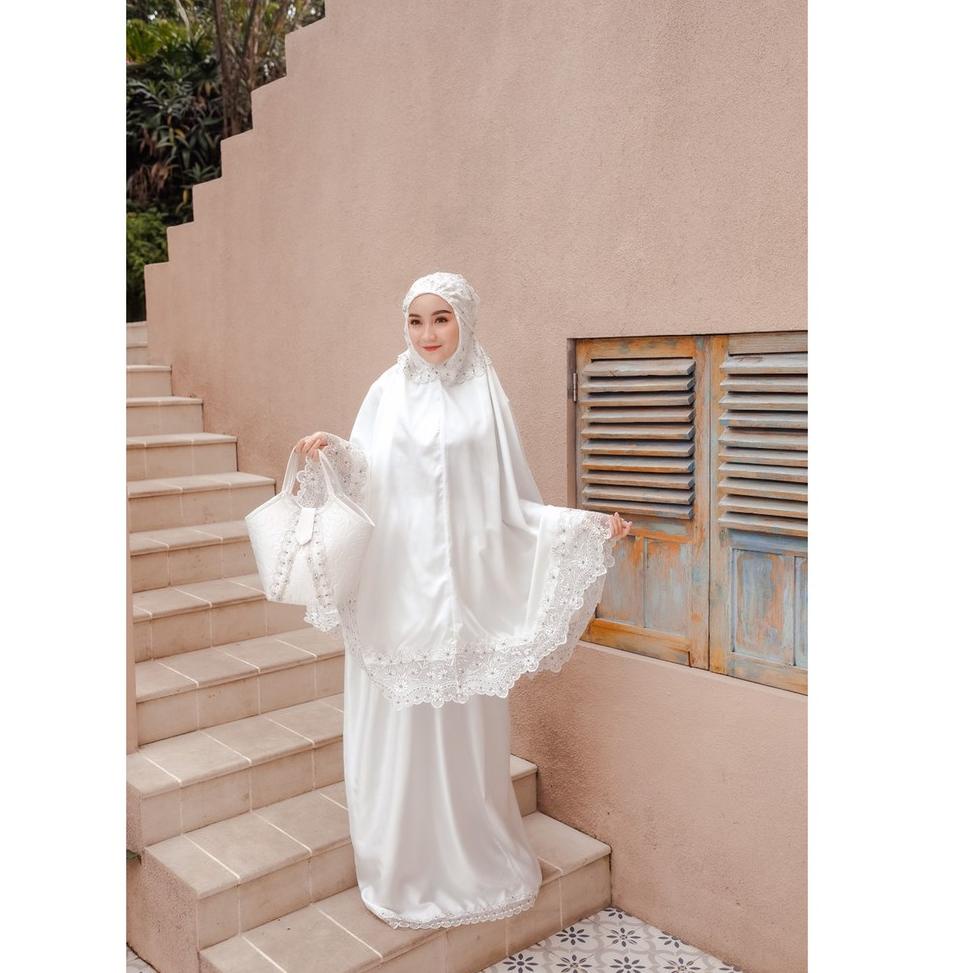 RECOMENDED U35 Mukena Set Dewasa Jumbo Mewah Elegan Renda Bordir Mutia ㅼ