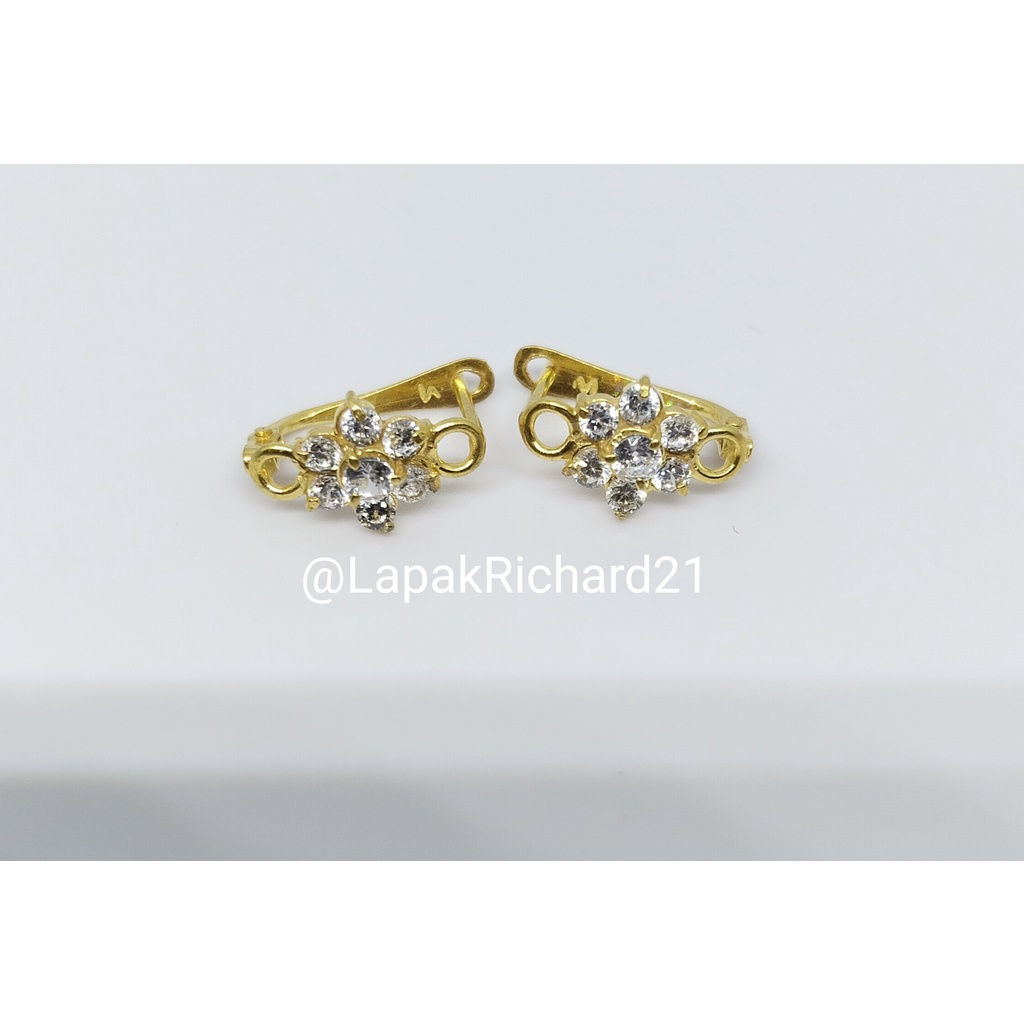 anting jepit emas muda perhiasan emas muda 1gram kembang