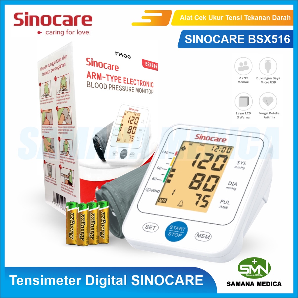 Tensimeter Digital SINOCARE BSX516 Alat Cek Ukur Tensi Tekanan Darah Promo