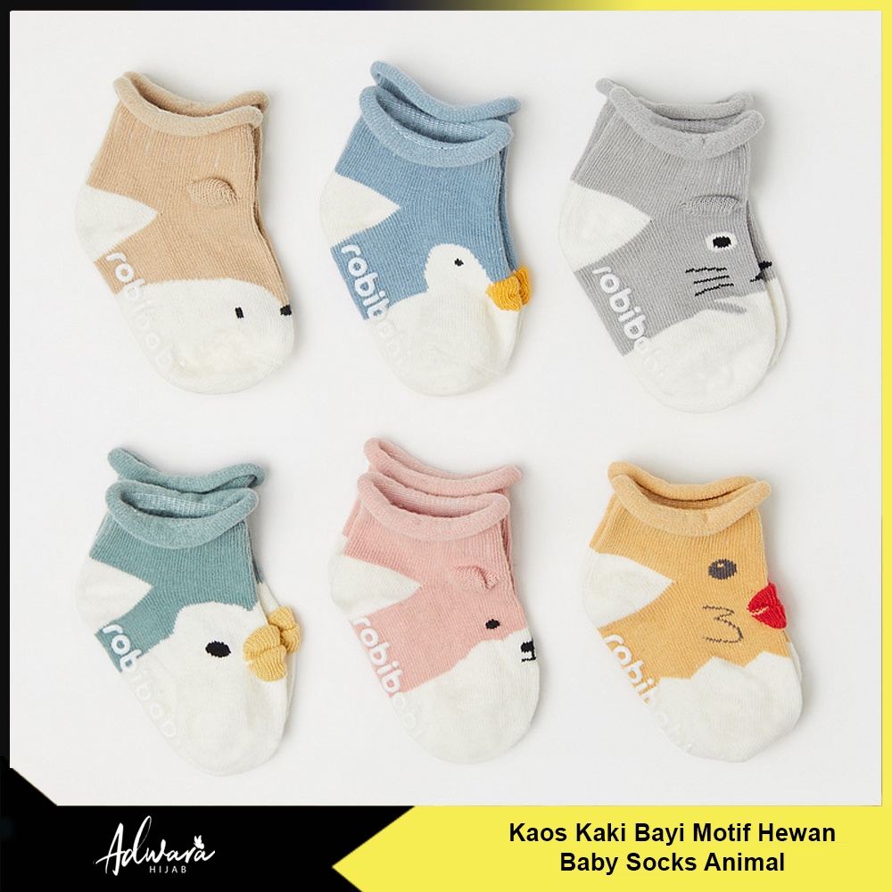 Kaos Kaki Bayi Motif Hewan Lucu / Baby Socks Animal Bahan Katun