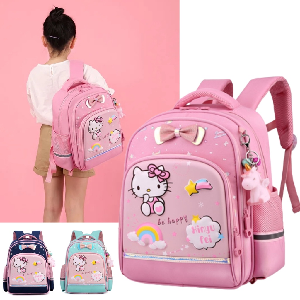MJP - Ransel Sekolah Anak-anak Hello Kitty Tas Sekolah Anak Perempuan Kartun Lucu Tas Siswa Sekolah Dasar