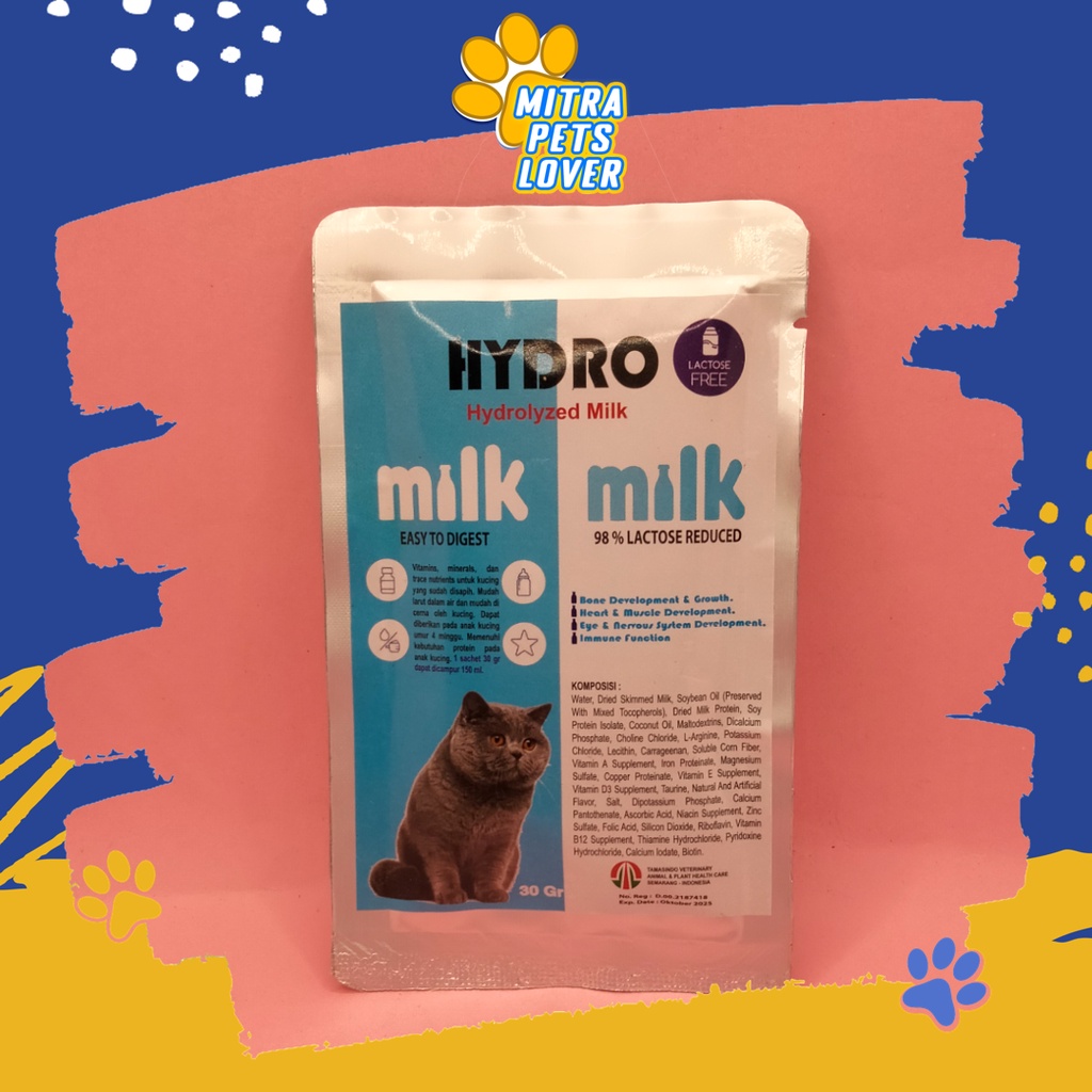 VITAMIN DAN NUTRISI CAT - HYDRO MILK CAT 30 GR - VITAMIN MINERAL DAN NUTRISI UNTUK KUCING YANG SUDAH DI SAPIH MEMENUHI KEBUTUHAN PROTEIN ANAK KUCING - BERKUALITAS MURAH ORIGINAL - PET ANIMAL HEALTH CARE TAMASINDO -  VITAMIN PELIHARAAN - MITRAPETLOVER