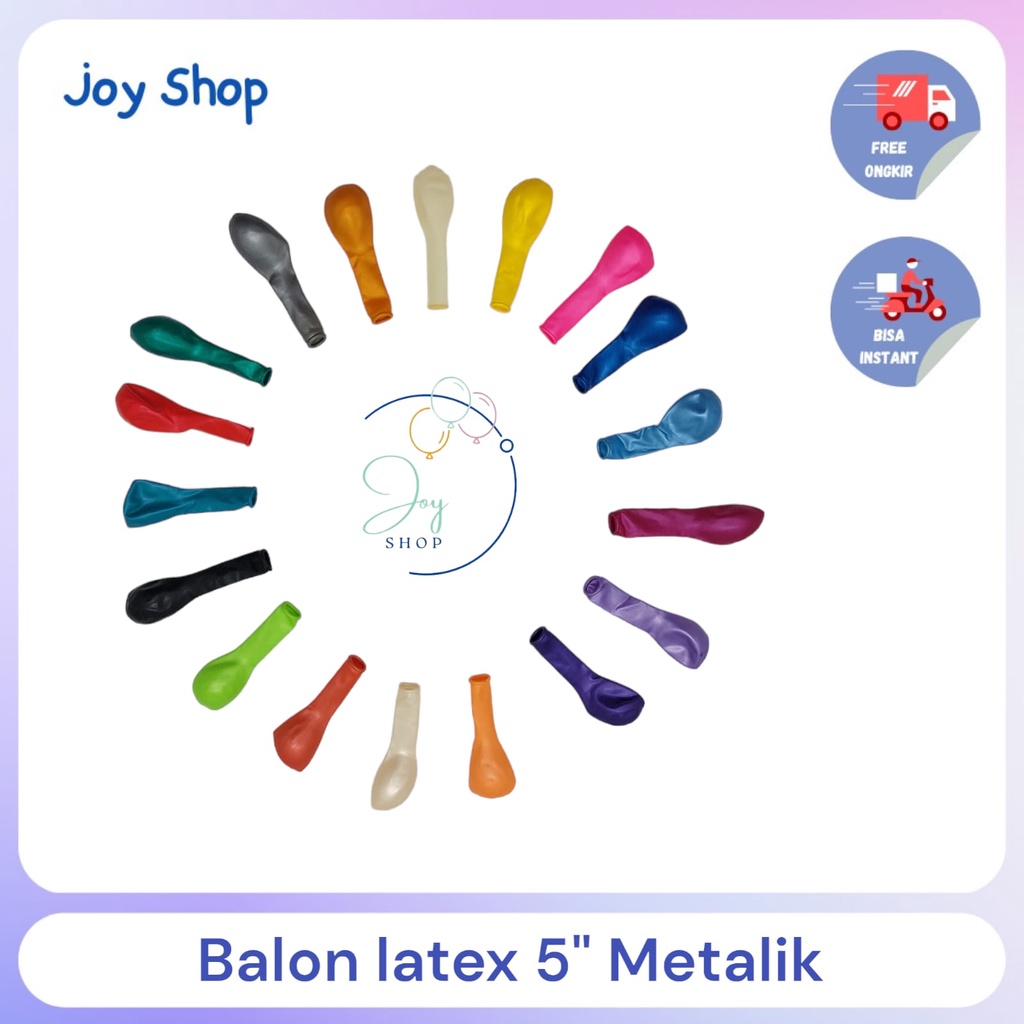 Balon Latex 5 inch metalik pearl / 5" balloon satuan isi balon pvc bening