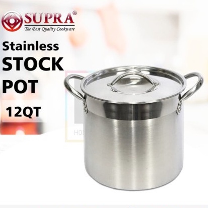 Panci Supra Stockpot  Stainless Steel Dimensi  8QT/12QT