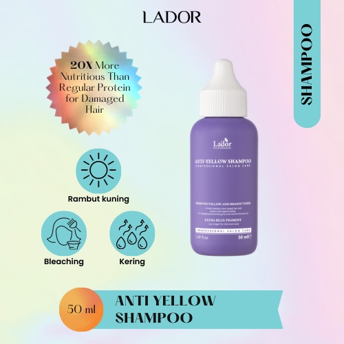 LADOR Anti Yellow Shampoo - Shampo Perawatan Pelembab Pelembut Warna Rambut Berwarna Diwarnai 300 ml