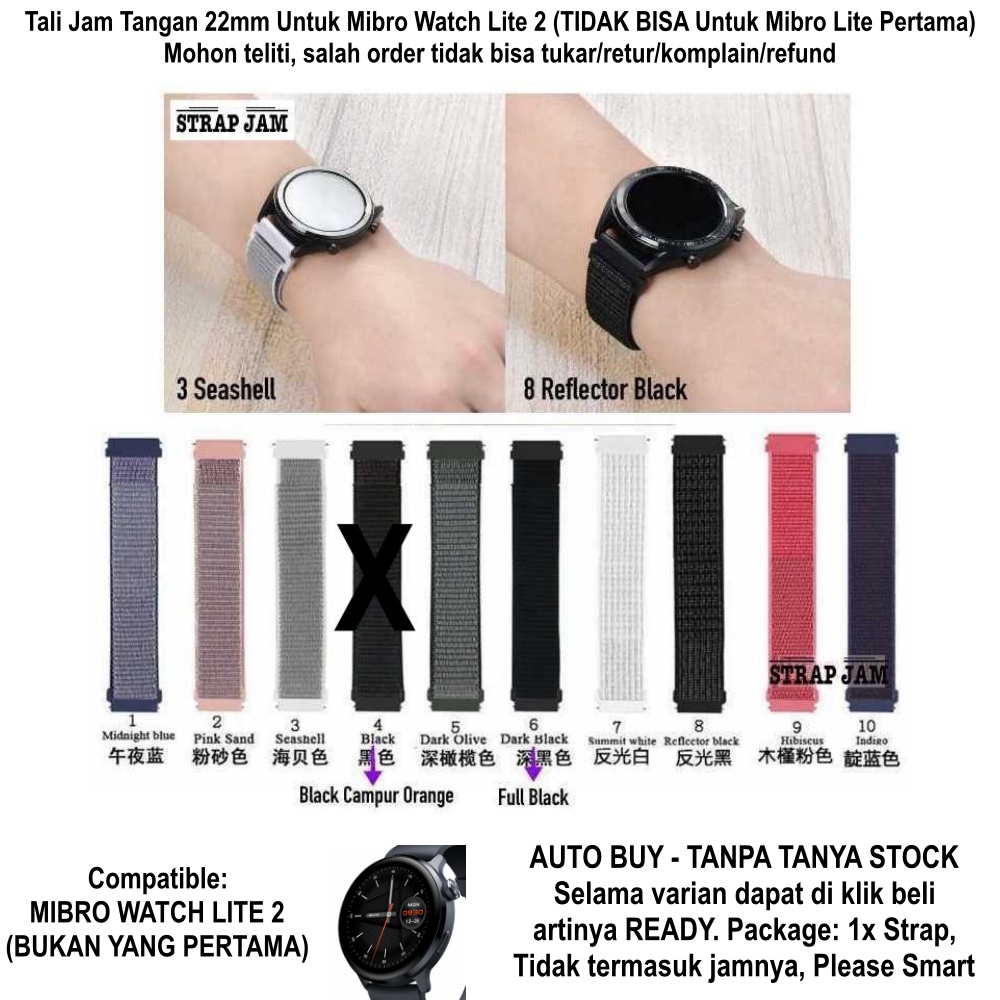 Sport Loop Strap Mibro Watch Lite 2 - Tali Jam Tangan 22mm Velcro Quick Release