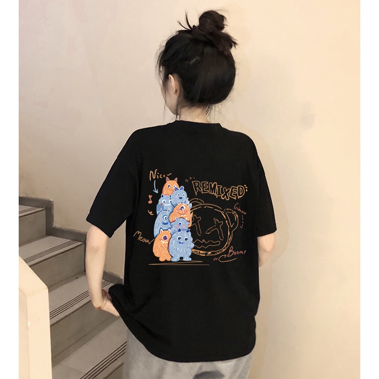 t shirt Hitam washed baju wanita kaos wanita kaos oversize atasan wanita t shirt pria lengan pendek kaos pakaian