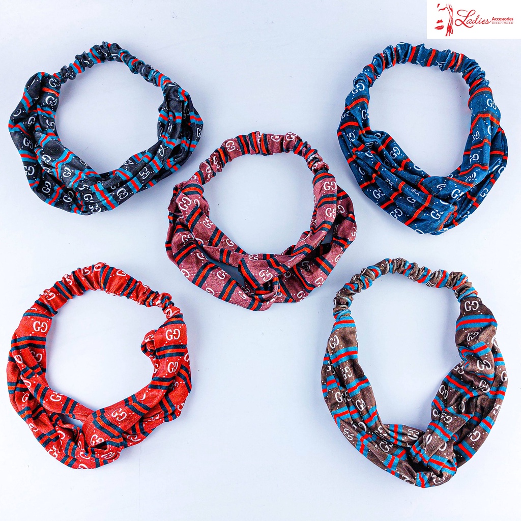 Bandana Simpul/Bando/Bludru/Motif Huruf ( BB 06 )