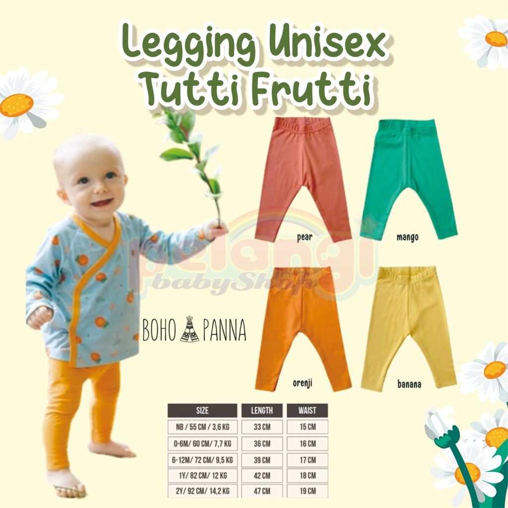 BOHOPANNA | BOHO | BOHO PANNA LEGGING UNISEX TUTTI FRUTTI | LEGGING ANAK | LEGGING BAYI PEREMPUAN | LEGGING WARNA | LEGGING KEKINIAN