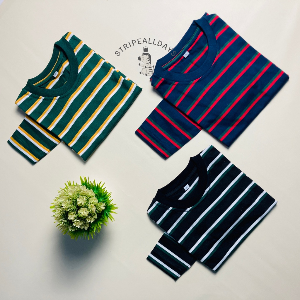 12.12 stripealldays - Kaos Anak Stripe Threeline Series / atasan baju bayi laki laki2 cowok cewek perempuan unisex lengan panjang strip setrip striped salur garis belang blaster couple / XS S M L XL  / 0 bulan 1 2 3 4 5 6 7 8 tahun katun cotton cvc 24s