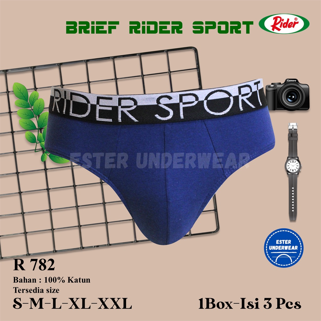 Celana Dalam Pria Rider Sport R 782 isi 3Pcs/Pack Bahan Katun