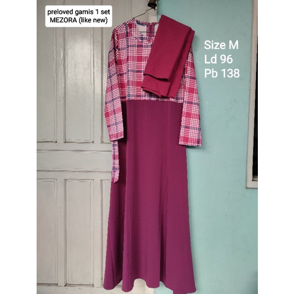 preloved set gamis dan jilbab segiempat ukuran jumbo mezora